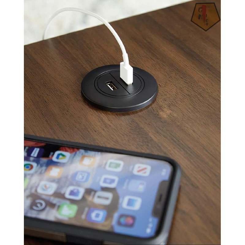 Corrigan Studio® Calmoni MidCentury Square End Table With 2 USB